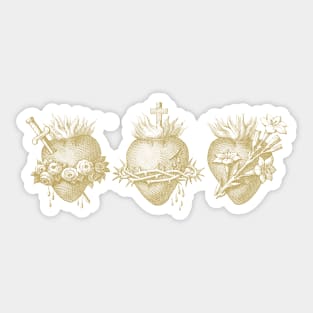 Three Hearts of Jesus, Mary and Joseph (Gold) Sticker